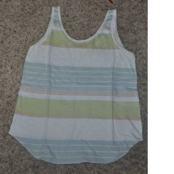 Womens Levis Tank Top XS Yellow White Blue Striped Loose Fit Scoop Neck - Picture 5 of 5